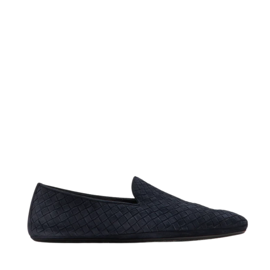 BOTTEGA VENETA INTRECCIATO SUEDE SMOKING SLIPPERS "Navy"