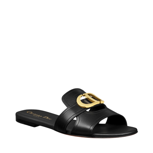 Dior 30 Montaigne Slide - Black Calfskin
