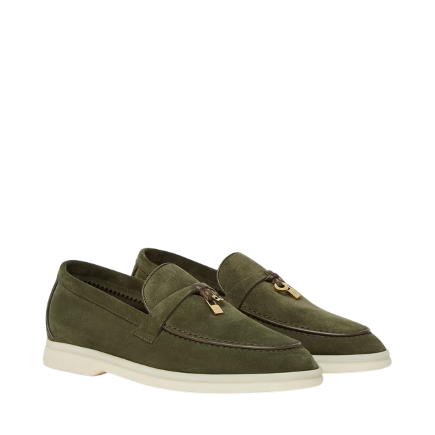Loro Piana summer charms walk loafers suede Ribbon Green (518V)
