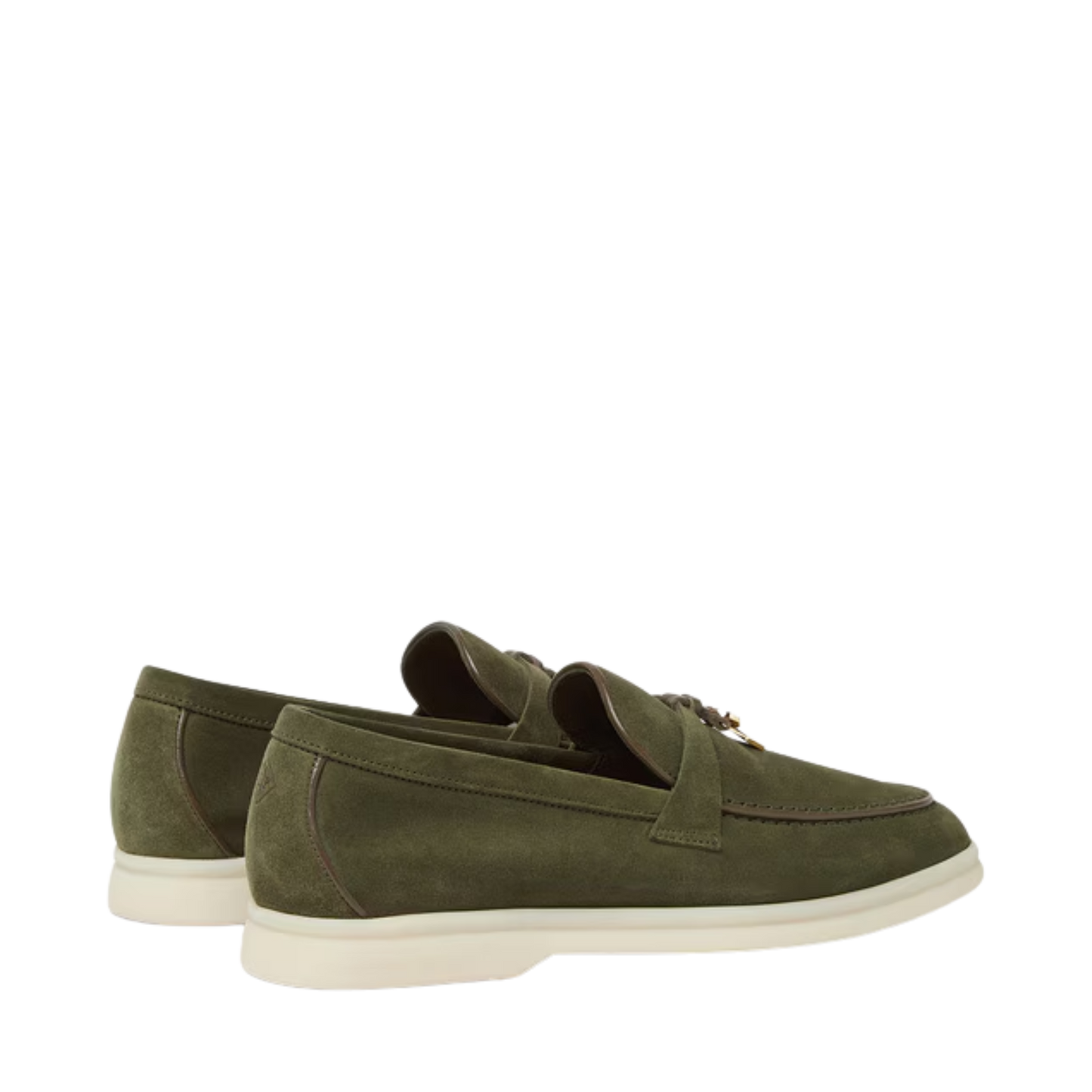 Loro Piana summer charms walk loafers suede Ribbon Green (518V)