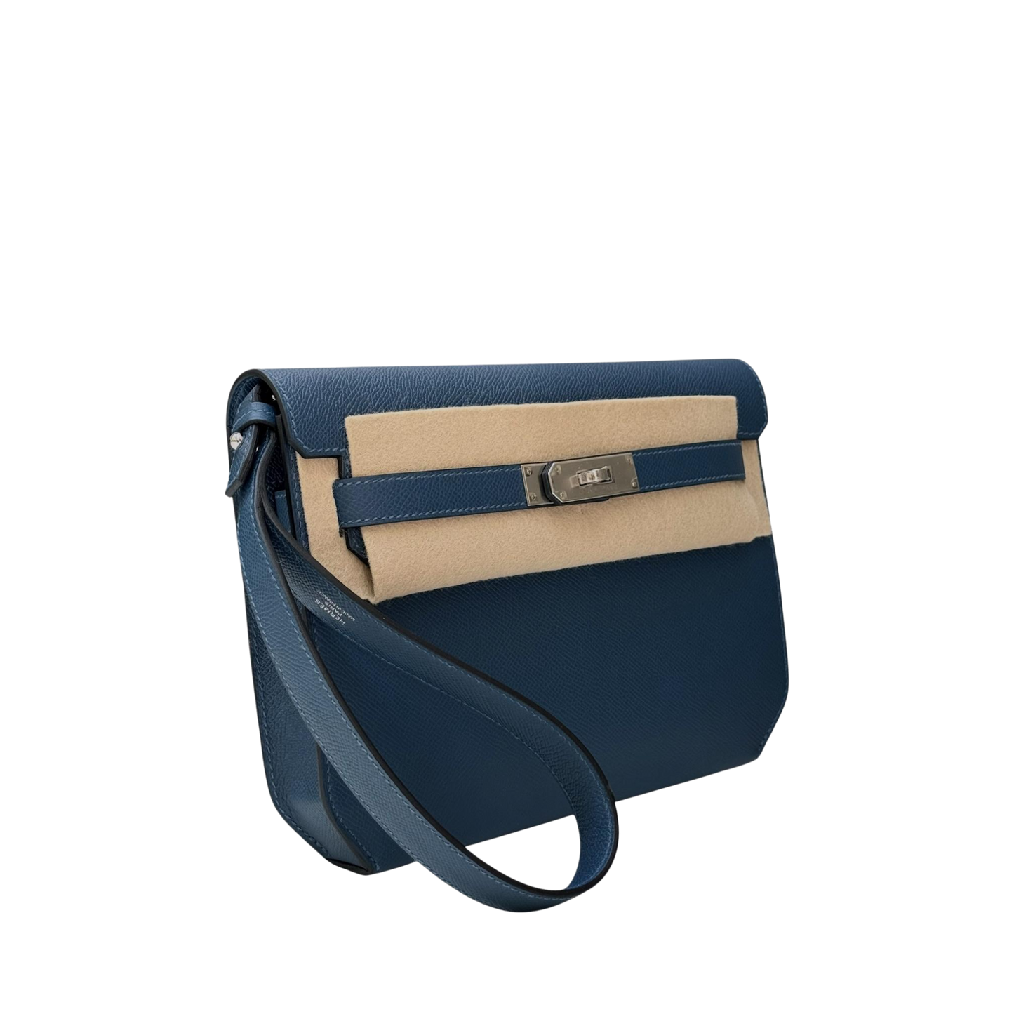 Hermès Kelly Depeches 25 Pouch in Blue Togo with Palladium Hardware