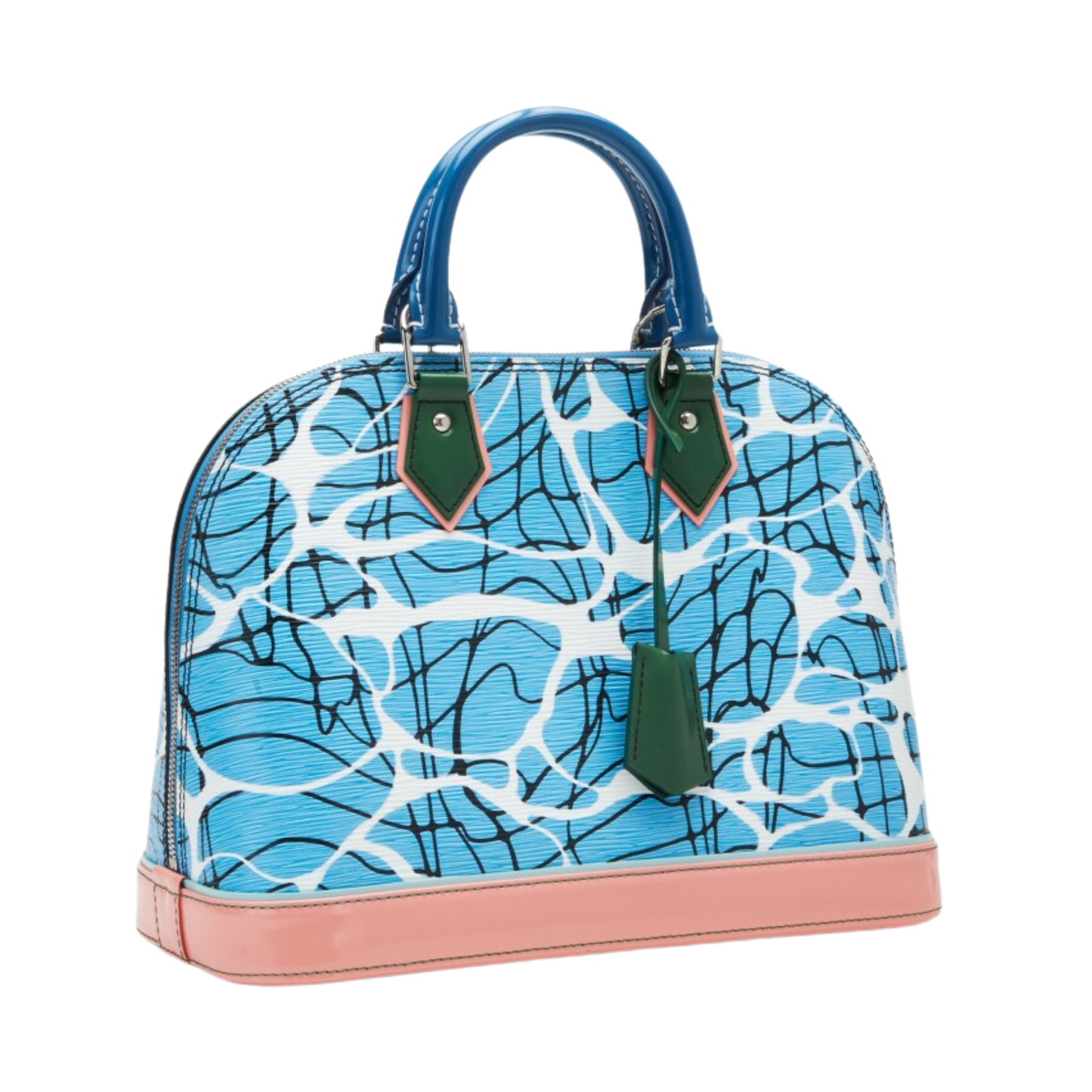 LOUIS VUITTON AQUA ALMA PM WITH SILVER HARDWARE