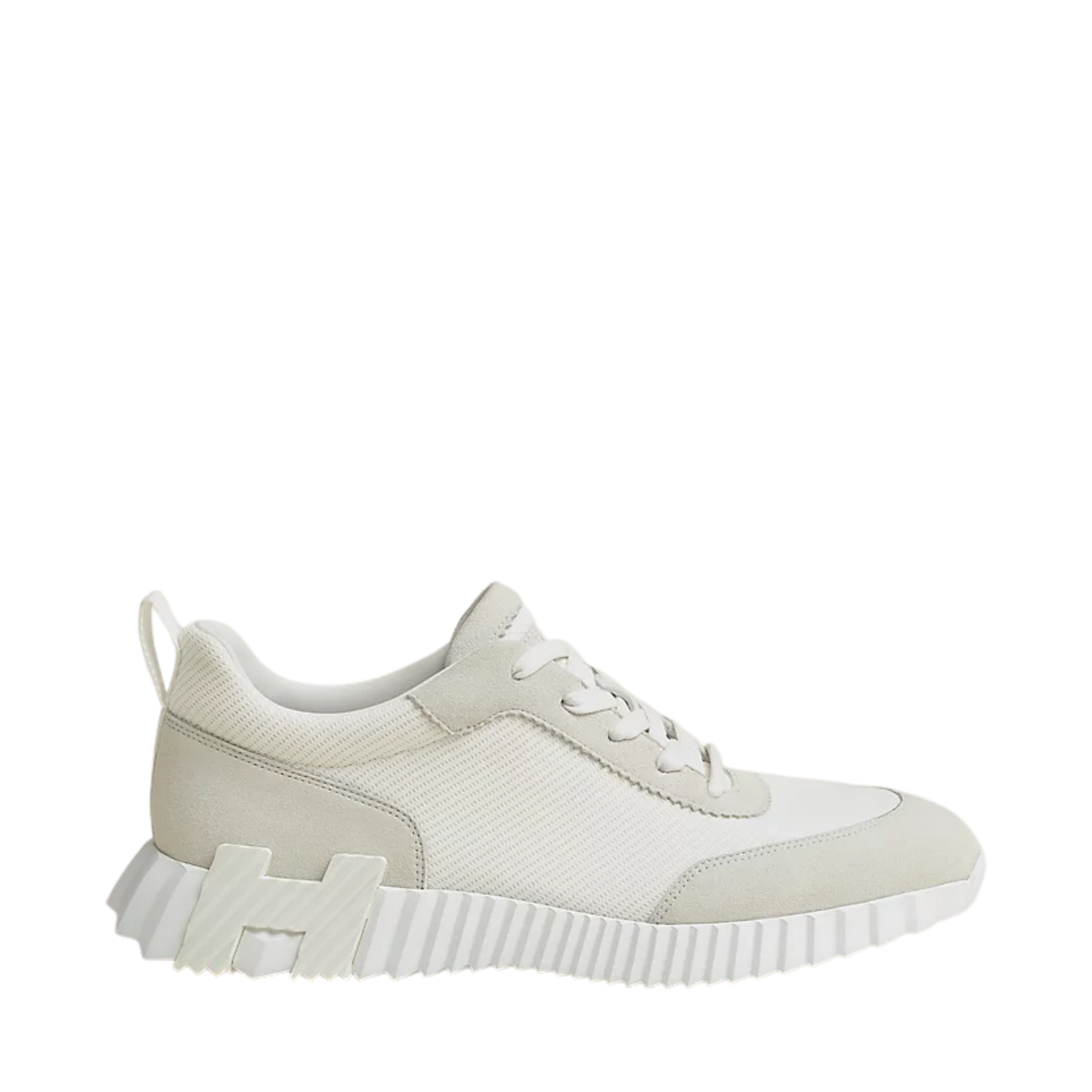 HERMÈS BOUNCE SNEAKER BLANC MESH AND SUEDE