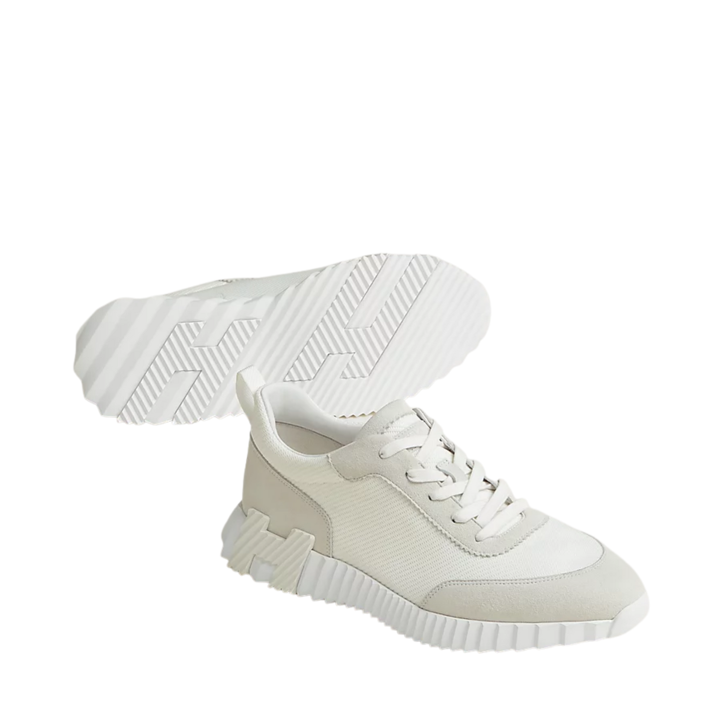 HERMÈS BOUNCE SNEAKER BLANC MESH AND SUEDE