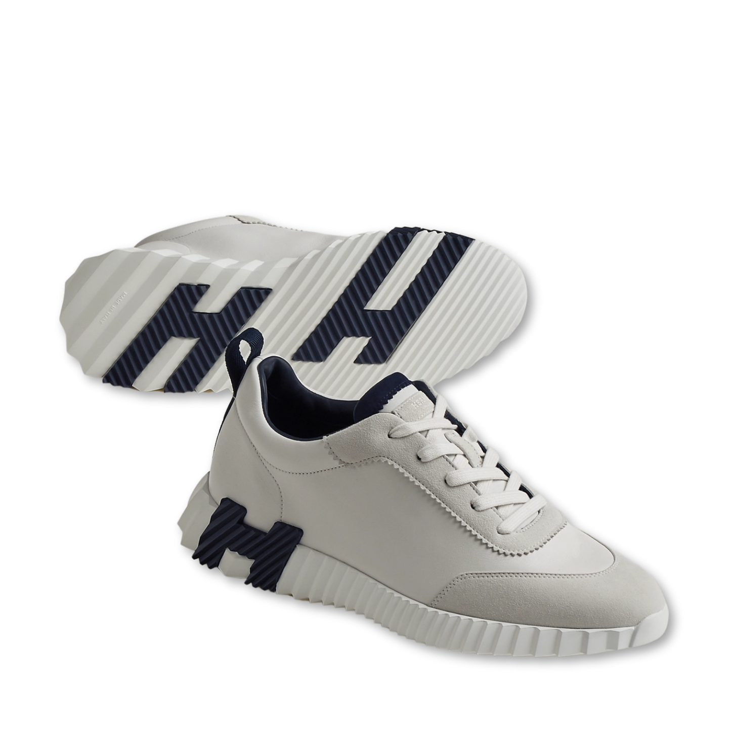HERMÈS BOUNCE SNEAKER BLANC WITH NAVY H