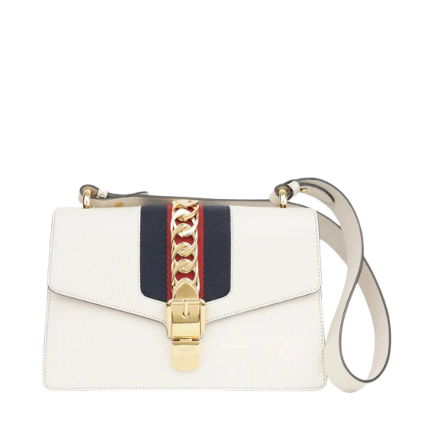 Gucci Sylvie Small Shoulder Bag White GHW