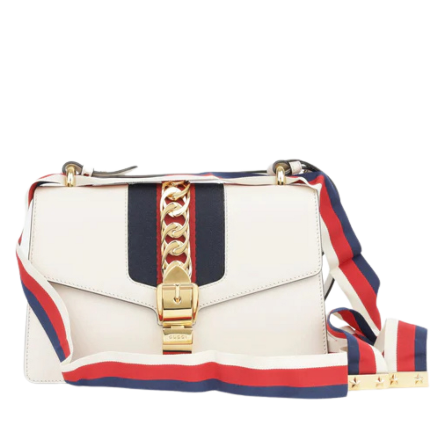 Gucci Sylvie Small Shoulder Bag White GHW