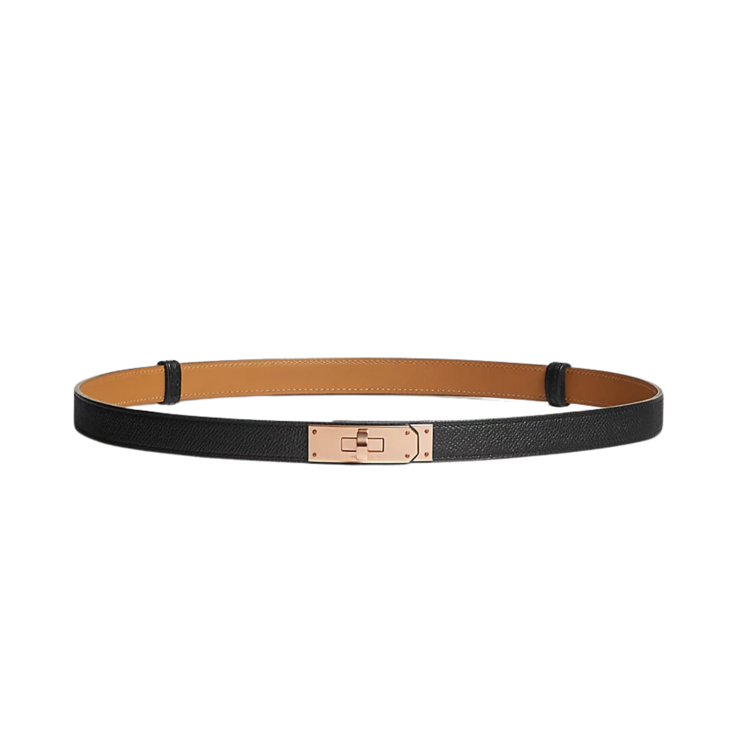 Kelly 18 belt Noir with Rose Gold Hardware