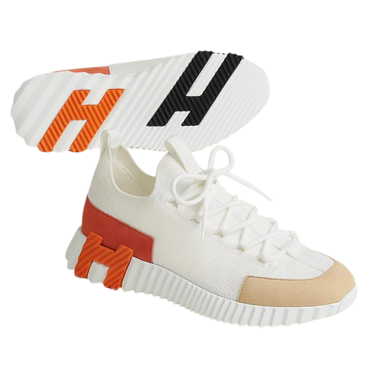 Hermès Lift Slip-On Sneaker Multicolore Blanc and Orange