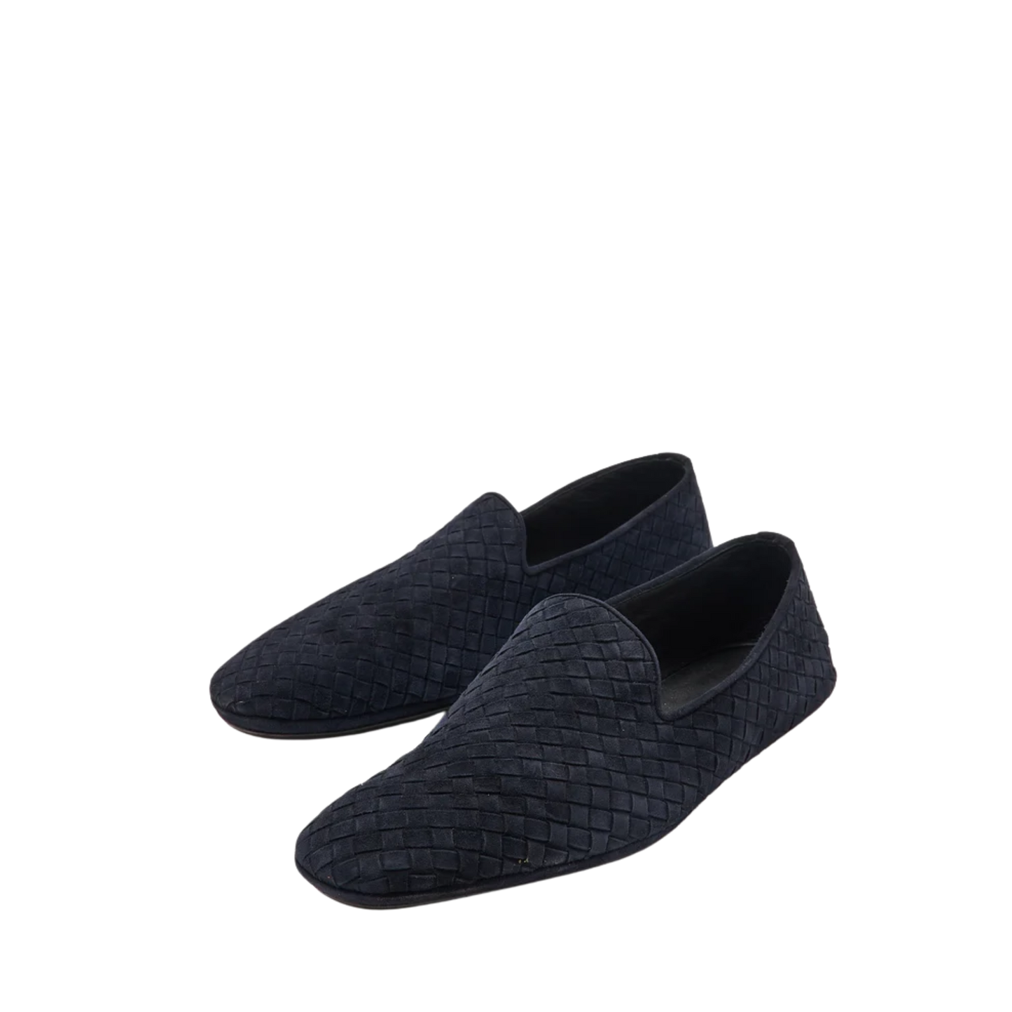 BOTTEGA VENETA INTRECCIATO SUEDE SMOKING SLIPPERS "Navy"