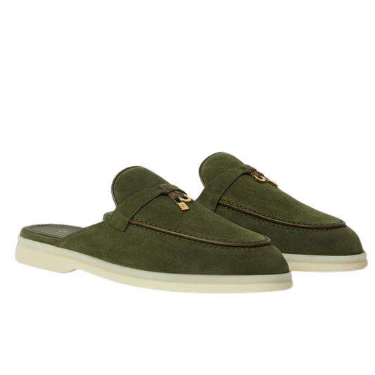 Loro Piana Charms Walk Babouche Loafer Ribbon Green