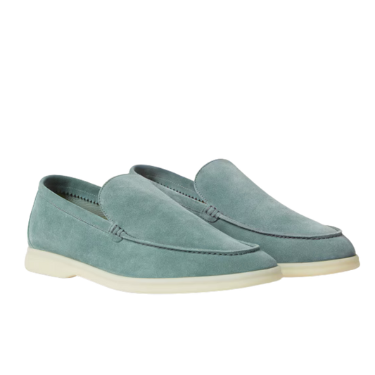 Loro Piana Summer Walk Loafers Suede Pine Cloud
