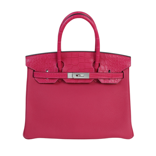 Hermès Birkin 30 Touch Framboise Crocodile with Palladium Hardware
