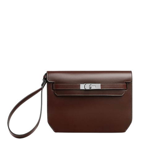 Hermès Kelly Depeches 25 Pouch Terre with Palladium Hardware
