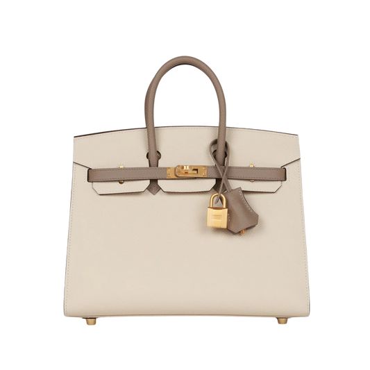 Hermès Birkin 25 Craie and Gris Asphalte with Gold Hardware