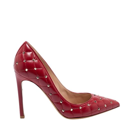 VALENTINO RED QUILTED LEATHER ROCKSTUD PUMPS