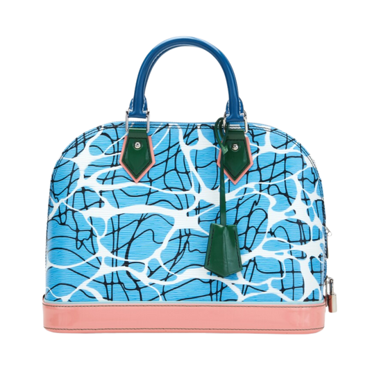 LOUIS VUITTON AQUA ALMA PM WITH SILVER HARDWARE