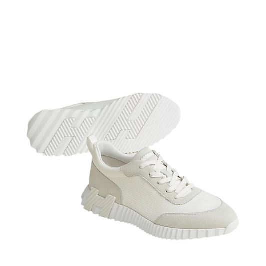 HERMÈS BOUNCE SNEAKER BLANC MESH AND SUEDE