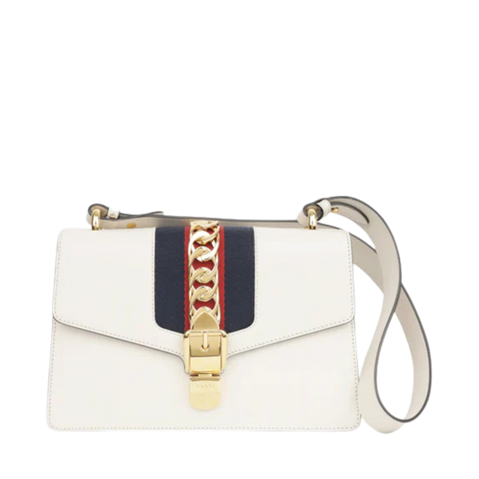 Gucci Sylvie Small Shoulder Bag White GHW