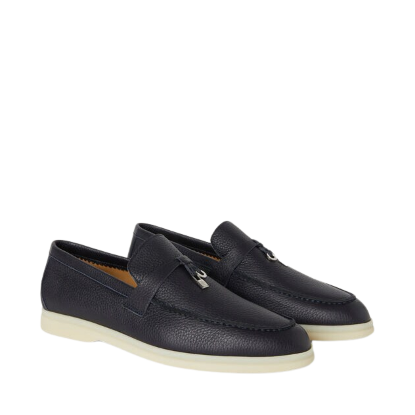 Loro Piana summer charms walk loafer deerskin navy blue