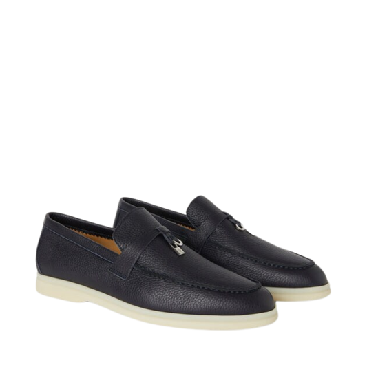 Loro Piana summer charms walk loafer deerskin navy blue