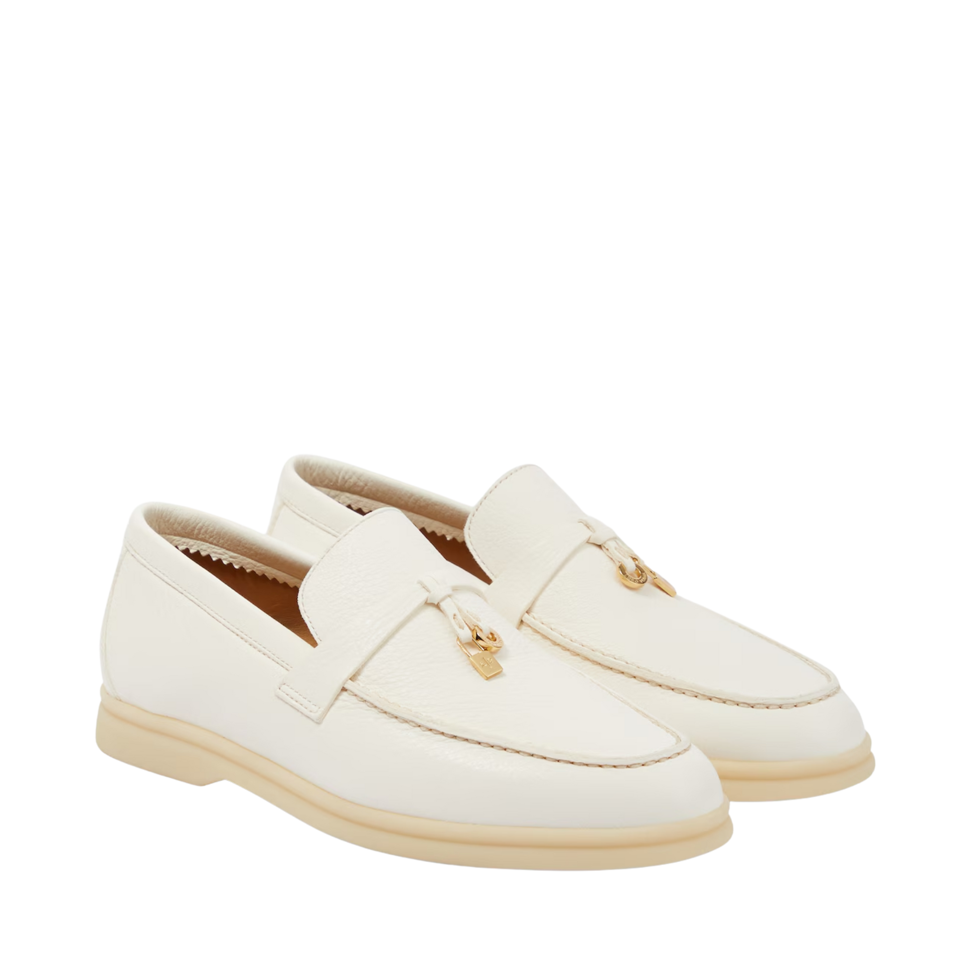Loro pianaホワイトレザー ローファー 361/2【価格交渉可】 Loro pianaホワイトレザー ローファー 361/2【価格交渉可】