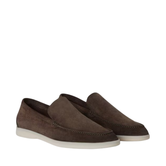 Loro Piana summer walk loafer suede warm grey