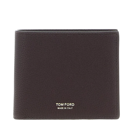 Tom Ford leather bi-fold wallet dark brown