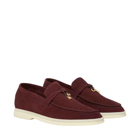 Loro Piana Summer Charms Walk Loafer Suede Oxblood (Q0B2)